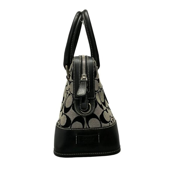 Auth COACH Signature 6047 Gray Black Jacquard Leather Handbag - Picture 11 of 12